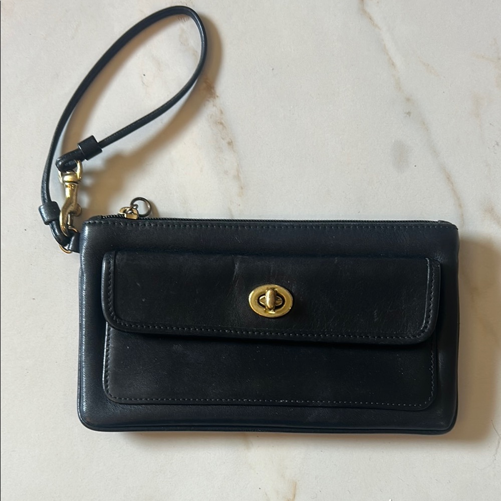 Rare Coach Vintage Black Coach Leather Wristlet